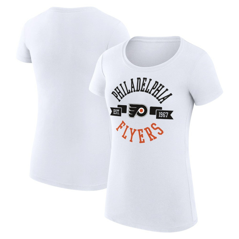 Philadelphia Flyers G-III 4Her by Carl Banks Women's Super-Slim Fit Lightweight City Graphic Sport Crewneck T-Shirt - White T-shirts
