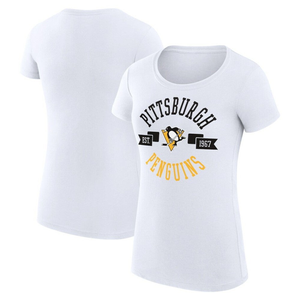 Pittsburgh Penguins G-III 4Her by Carl Banks Women's Super-Slim Fit Lightweight City Graphic Sport Crewneck T-Shirt - White T-shirts