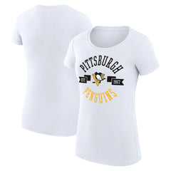 Pittsburgh Penguins G-III 4Her by Carl Banks Women's Super-Slim Fit Lightweight City Graphic Sport Crewneck T-Shirt - White T-shirts