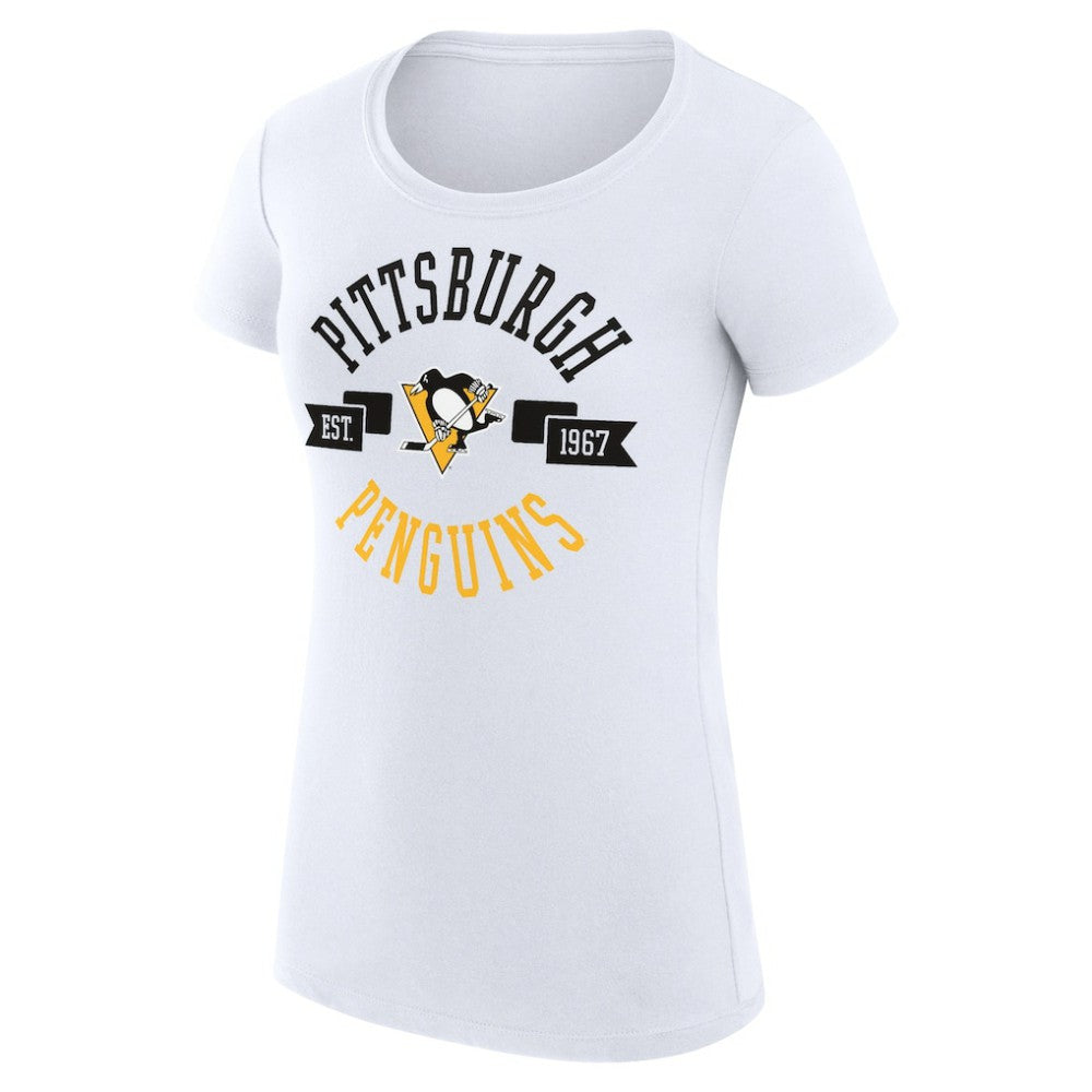 Pittsburgh Penguins G-III 4Her by Carl Banks Women's Super-Slim Fit Lightweight City Graphic Sport Crewneck T-Shirt - White T-shirts