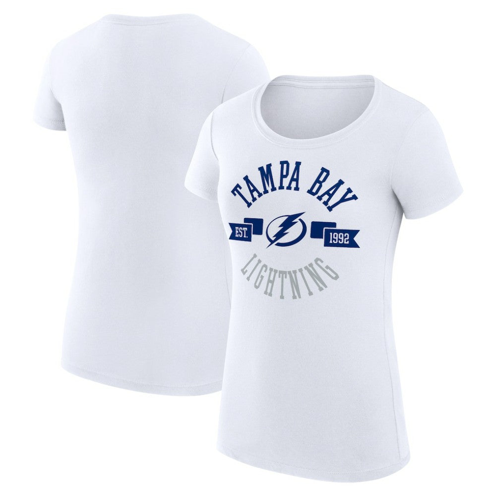 Tampa Bay Lightning G-III 4Her by Carl Banks Women's Super-Slim Fit Lightweight City Graphic Sport Crewneck T-Shirt - White T-shirts