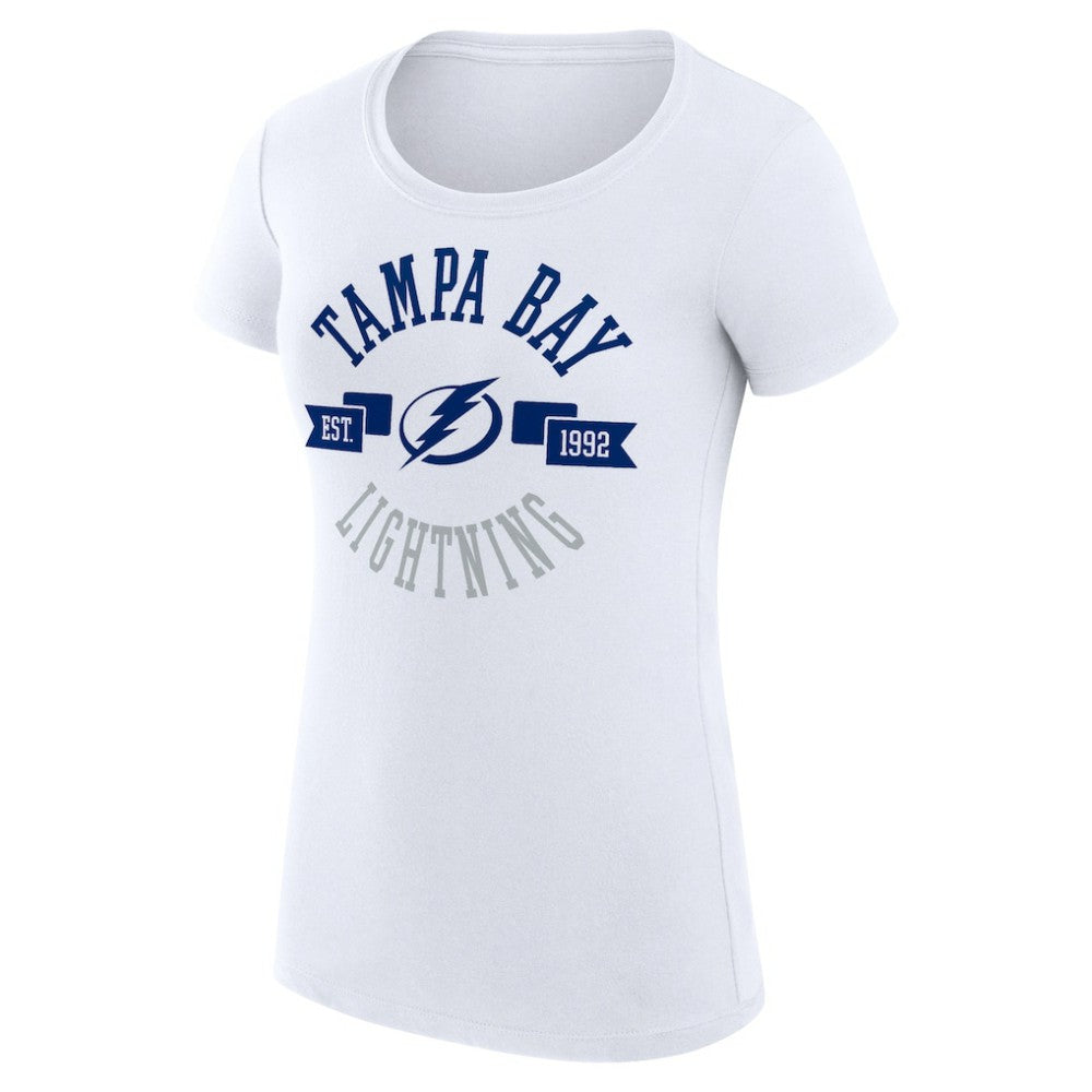 Tampa Bay Lightning G-III 4Her by Carl Banks Women's Super-Slim Fit Lightweight City Graphic Sport Crewneck T-Shirt - White T-shirts