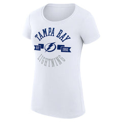 Tampa Bay Lightning G-III 4Her by Carl Banks Women's Super-Slim Fit Lightweight City Graphic Sport Crewneck T-Shirt - White T-shirts