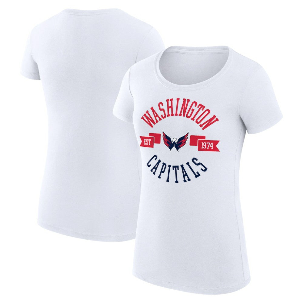 Washington Capitals G-III 4Her by Carl Banks Women's Super-Slim Fit Lightweight City Graphic Sport Crewneck T-Shirt - White T-shirts