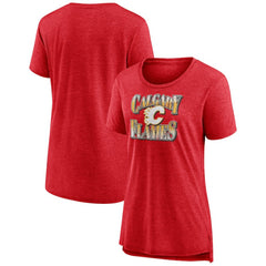 Calgary Flames Women's Crash the Net Tri-Blend T-Shirt - Red T-shirts