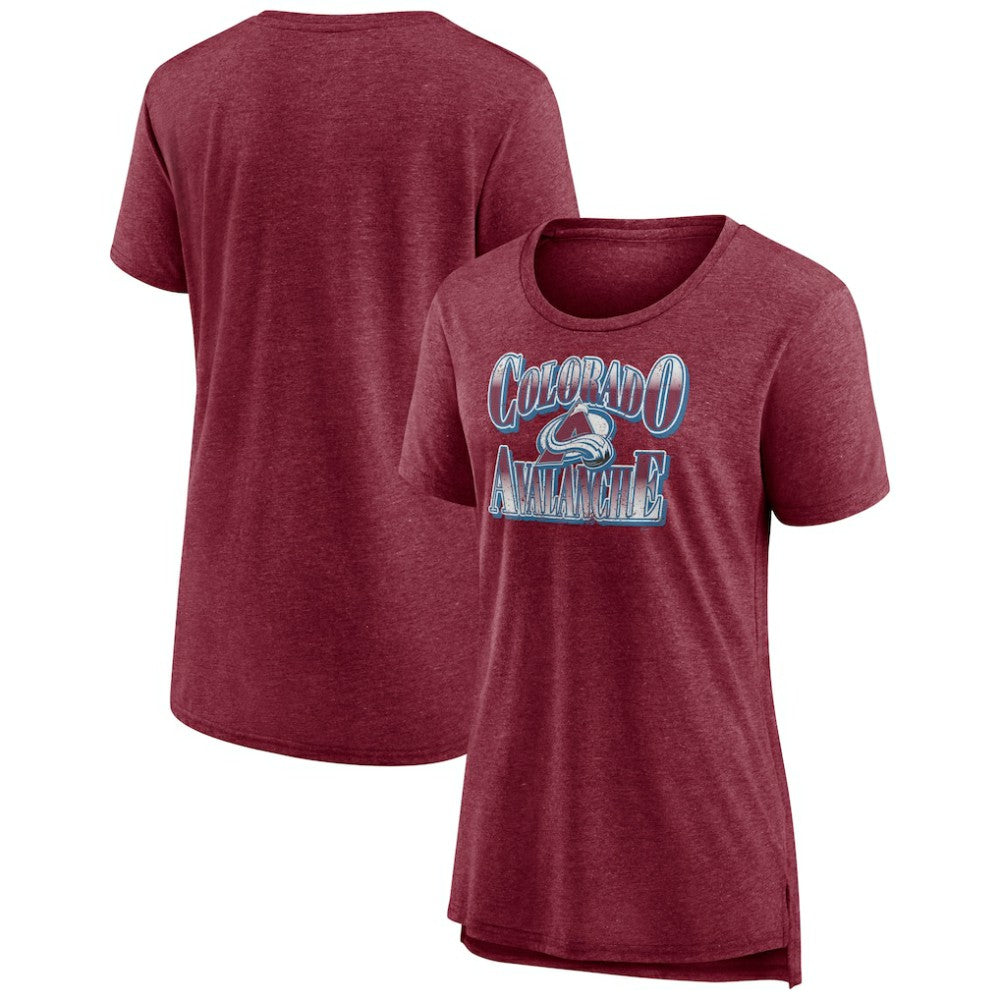 Colorado Avalanche Women's Crash the Net Tri-Blend T-Shirt - Burgundy T-shirts