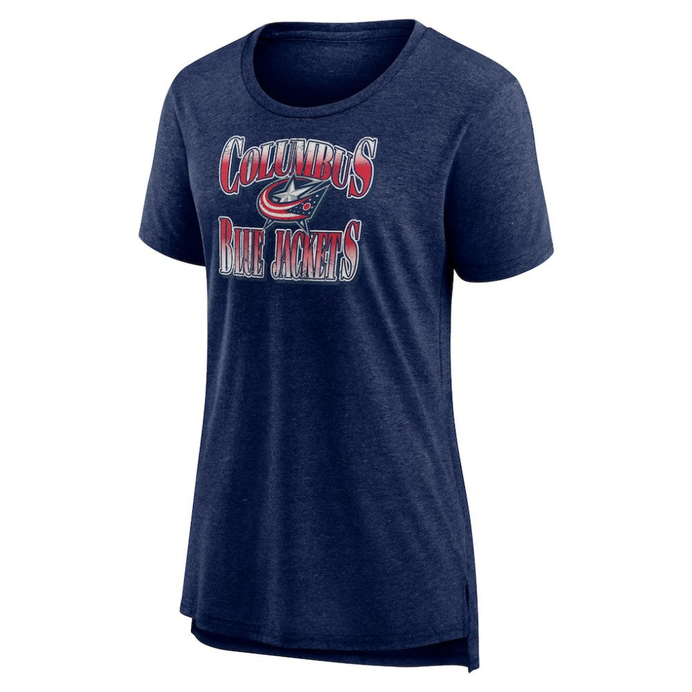 Columbus Blue Jackets Women's Crash the Net Tri-Blend T-Shirt - Navy T-shirts