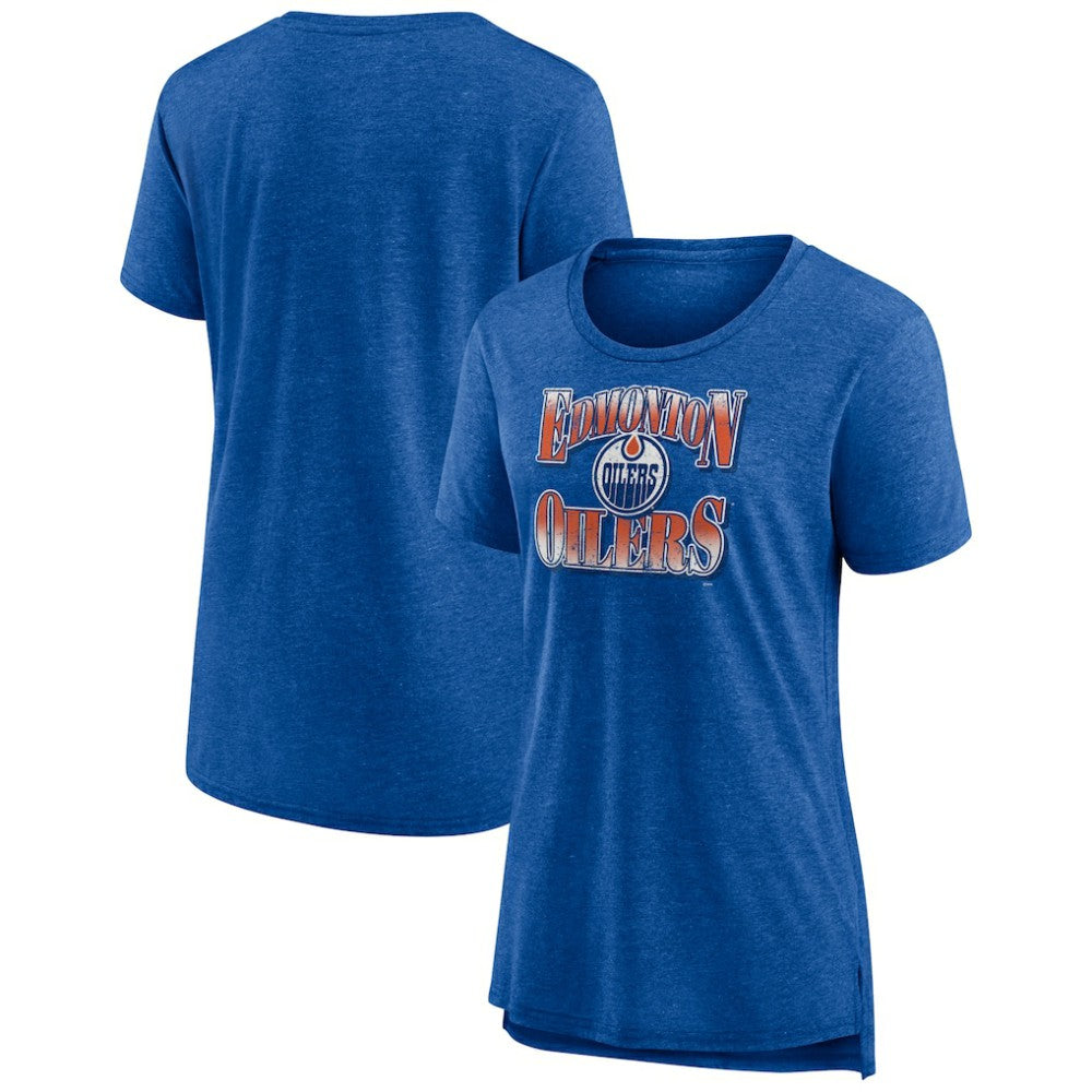 Edmonton Oilers Women's Crash the Net Tri-Blend T-Shirt - Royal T-shirts