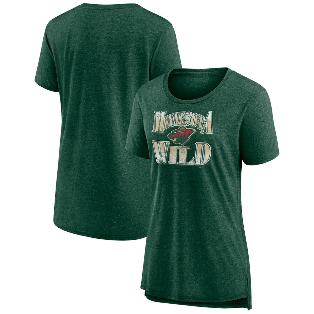 Minnesota Wild Women's Crash the Net Tri-Blend T-Shirt - Green T-shirts