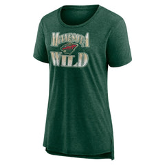 Minnesota Wild Women's Crash the Net Tri-Blend T-Shirt - Green T-shirts