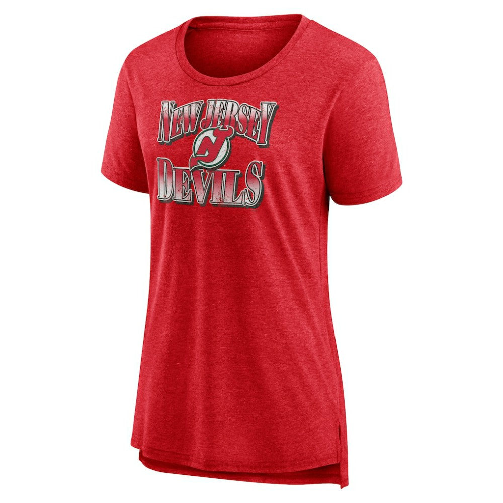 New Jersey Devils Women's Crash the Net Tri-Blend T-Shirt - Red T-shirts