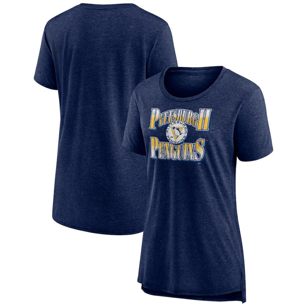 Pittsburgh Penguins Women's Crash the Net Tri-Blend T-Shirt - Navy T-shirts