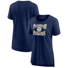 Pittsburgh Penguins Women's Crash the Net Tri-Blend T-Shirt - Navy T-shirts