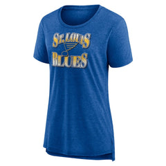St. Louis Blues Women's Crash the Net Tri-Blend T-Shirt - Blue T-shirts