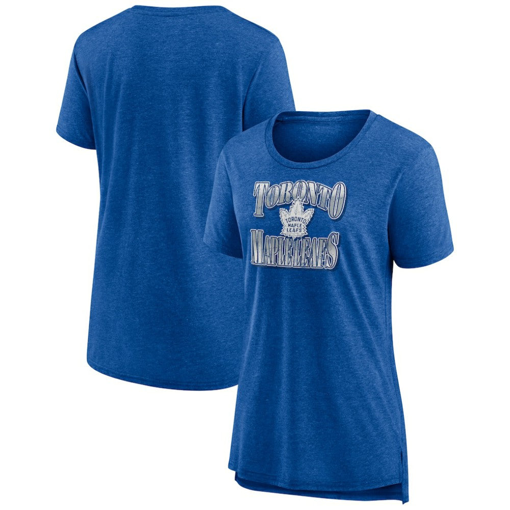 Toronto Maple Leafs Women's Crash the Net Tri-Blend T-Shirt - Blue T-shirts
