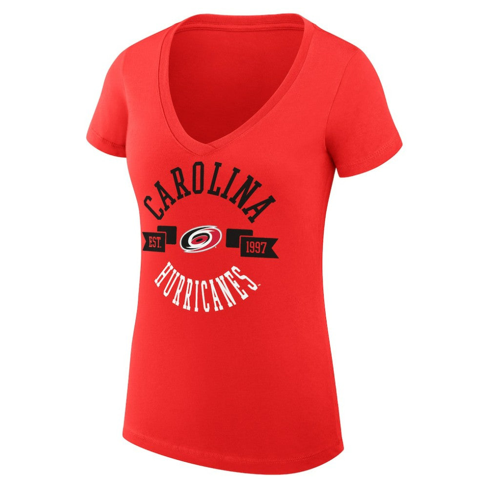 Carolina Hurricanes G-III 4Her by Carl Banks Women's Super-Slim Fit Lightweight City Graphic V-Neck T-Shirt - Red T-shirts