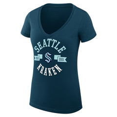 Seattle Kraken G-III 4Her by Carl Banks Women's Super-Slim Fit Lightweight City Graphic V-Neck T-Shirt - Navy T-shirts