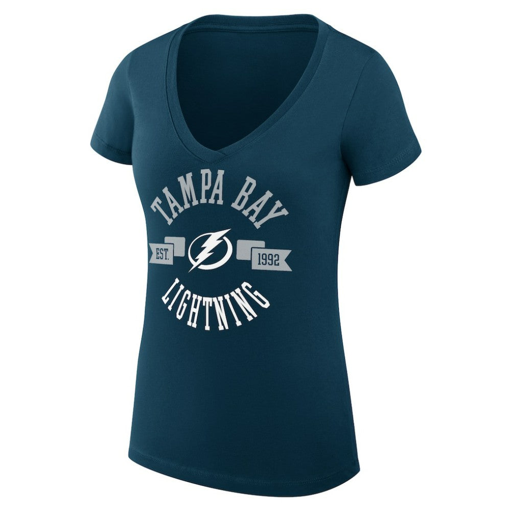 Tampa Bay Lightning G-III 4Her by Carl Banks Women's Super-Slim Fit Lightweight City Graphic V-Neck T-Shirt - Navy T-shirts