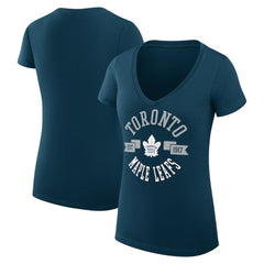 Toronto Maple Leafs G-III 4Her by Carl Banks Women's Super-Slim Fit Lightweight City Graphic V-Neck T-Shirt - Navy T-shirts