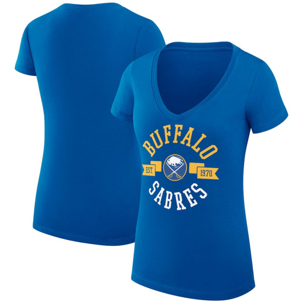Buffalo Sabres G-III 4Her by Carl Banks Women's Super-Slim Fit Lightweight City Graphic V-Neck T-Shirt - Royal T-shirts