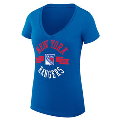 New York Rangers G-III 4Her by Carl Banks Women's Super-Slim Fit Lightweight City Graphic V-Neck T-Shirt - Royal T-shirts