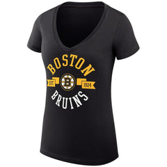 Boston Bruins G-III 4Her by Carl Banks Women's Super-Slim Fit Lightweight City Graphic V-Neck T-Shirt - Black T-shirts