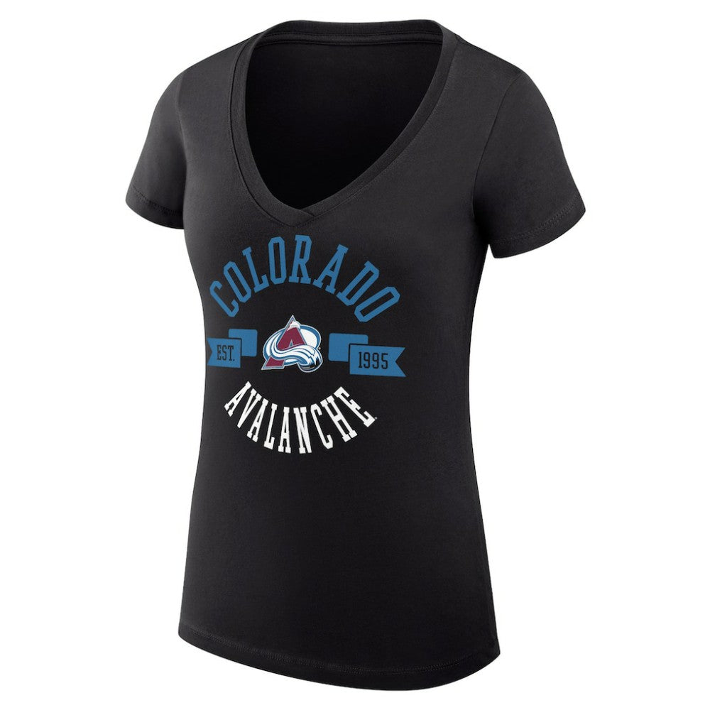 Colorado Avalanche G-III 4Her by Carl Banks Women's Super-Slim Fit Lightweight City Graphic V-Neck T-Shirt - Black T-shirts