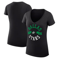 Dallas Stars G-III 4Her by Carl Banks Women's Super-Slim Fit Lightweight City Graphic V-Neck T-Shirt - Black T-shirts