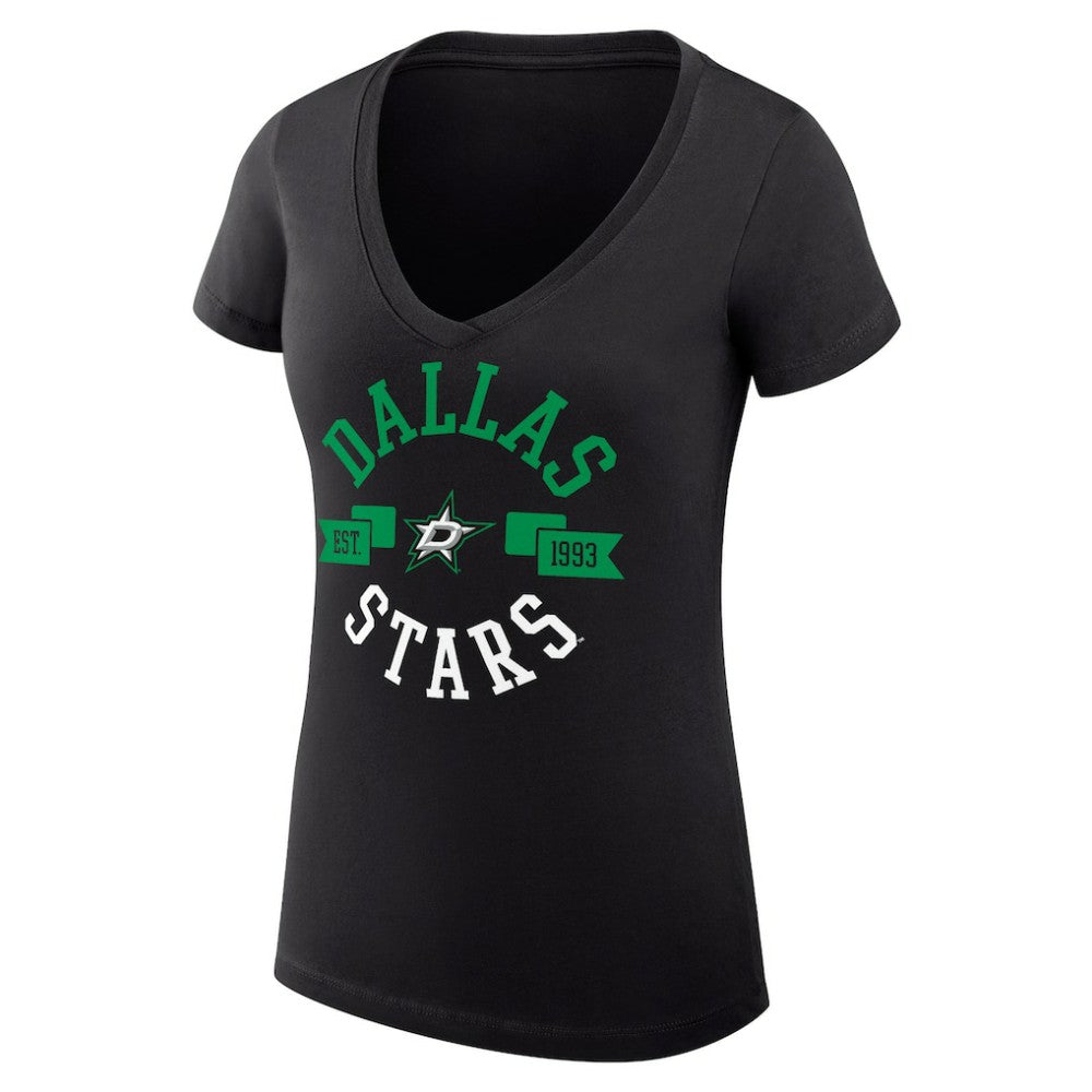 Dallas Stars G-III 4Her by Carl Banks Women's Super-Slim Fit Lightweight City Graphic V-Neck T-Shirt - Black T-shirts