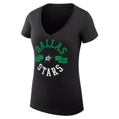 Dallas Stars G-III 4Her by Carl Banks Women's Super-Slim Fit Lightweight City Graphic V-Neck T-Shirt - Black T-shirts