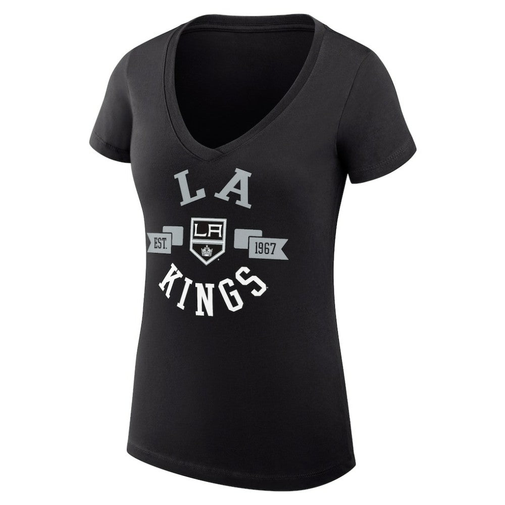 Los Angeles Kings G-III 4Her by Carl Banks Women's Super-Slim Fit Lightweight City Graphic V-Neck T-Shirt - Black T-shirts