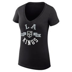 Los Angeles Kings G-III 4Her by Carl Banks Women's Super-Slim Fit Lightweight City Graphic V-Neck T-Shirt - Black T-shirts