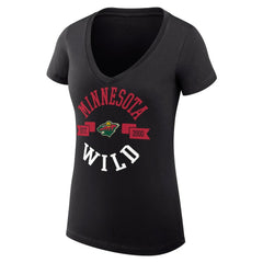 Minnesota Wild G-III 4Her by Carl Banks Women's Super-Slim Fit Lightweight City Graphic V-Neck T-Shirt - Black T-shirts