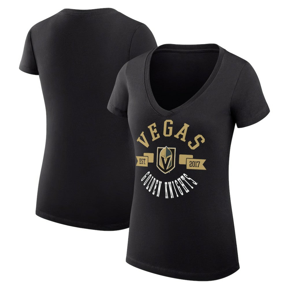 Vegas Golden Knights G-III 4Her by Carl Banks Women's Super-Slim Fit Lightweight City Graphic V-Neck T-Shirt - Black T-shirts