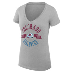 Colorado Avalanche G-III 4Her by Carl Banks Women's Super-Slim Fit Lightweight City Graphic V-Neck T-Shirt - Heather Gray T-shirts