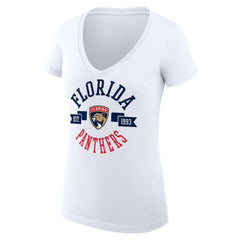 Florida Panthers G-III 4Her by Carl Banks Women's Super-Slim Fit Lightweight City Graphic V-Neck T-Shirt - White T-shirts