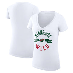 Minnesota Wild G-III 4Her by Carl Banks Women's Super-Slim Fit Lightweight City Graphic V-Neck T-Shirt - White T-shirts