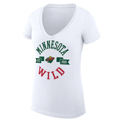 Minnesota Wild G-III 4Her by Carl Banks Women's Super-Slim Fit Lightweight City Graphic V-Neck T-Shirt - White T-shirts