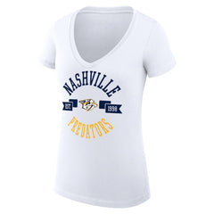 Nashville Predators G-III 4Her by Carl Banks Women's Super-Slim Fit Lightweight City Graphic V-Neck T-Shirt - White T-shirts