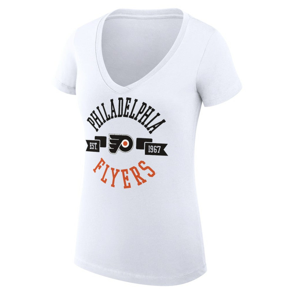 Philadelphia Flyers G-III 4Her by Carl Banks Women's Super-Slim Fit Lightweight City Graphic V-Neck T-Shirt - White T-shirts