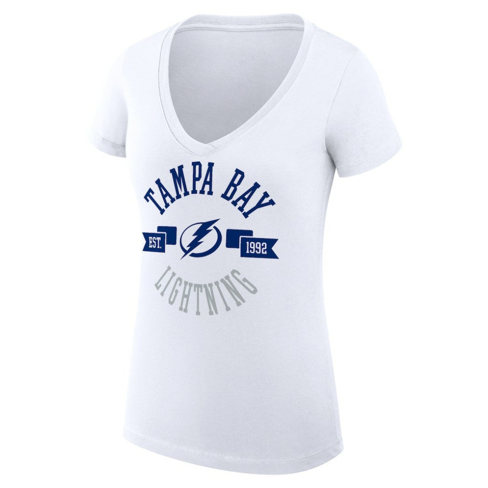 Tampa Bay Lightning G-III 4Her by Carl Banks Women's Super-Slim Fit Lightweight City Graphic V-Neck T-Shirt - White T-shirts