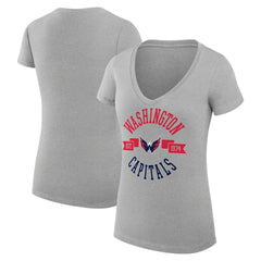 Washington Capitals G-III 4Her by Carl Banks Women's Super-Slim Fit Lightweight City Graphic V-Neck T-Shirt - Heather Gray T-shirts
