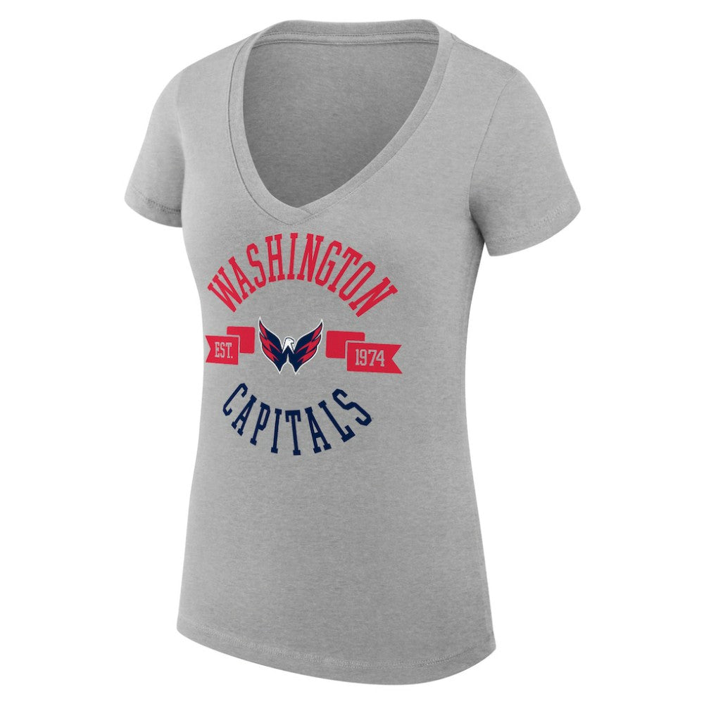 Washington Capitals G-III 4Her by Carl Banks Women's Super-Slim Fit Lightweight City Graphic V-Neck T-Shirt - Heather Gray T-shirts