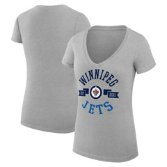 Winnipeg Jets G-III 4Her by Carl Banks Women's Super-Slim Fit Lightweight City Graphic V-Neck T-Shirt - Heather Gray T-shirts