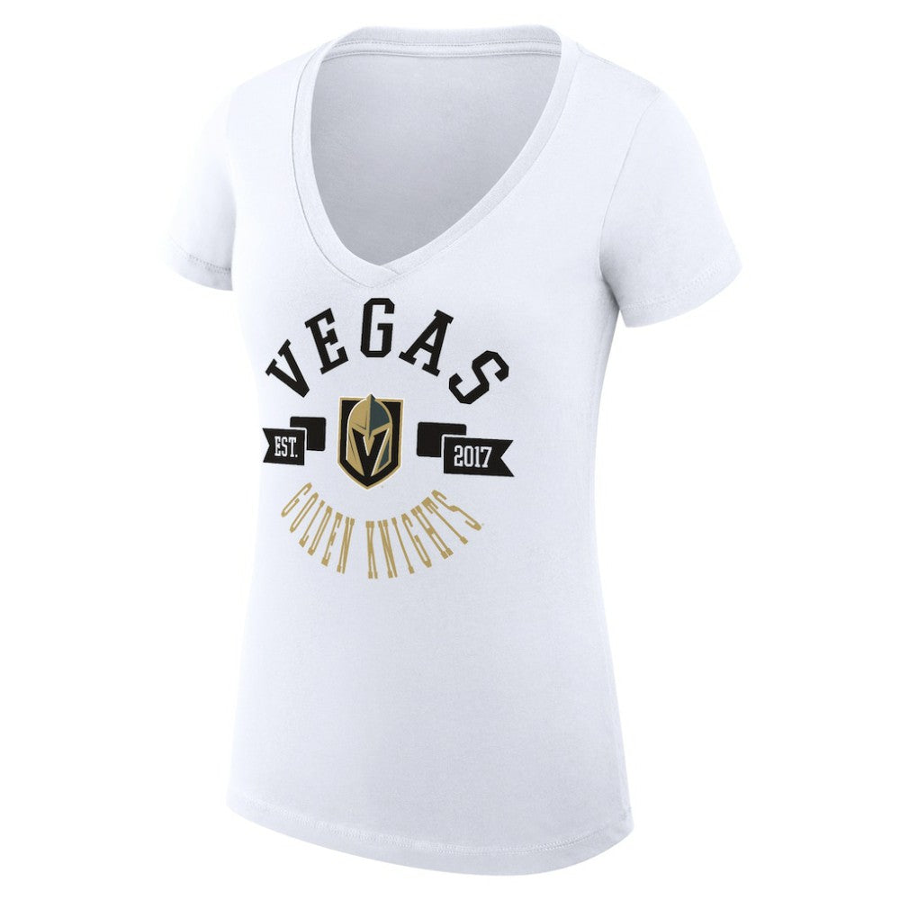 Vegas Golden Knights G-III 4Her by Carl Banks Women's Super-Slim Fit Lightweight City Graphic V-Neck T-Shirt - White T-shirts