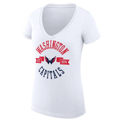 Washington Capitals G-III 4Her by Carl Banks Women's Super-Slim Fit Lightweight City Graphic V-Neck T-Shirt - White T-shirts