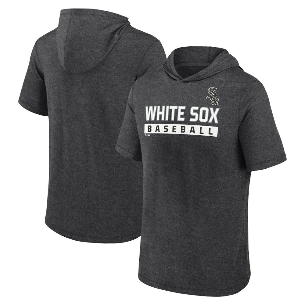Chicago White Sox Push Short Sleeve Pullover Hoodie Heather Charcoal
