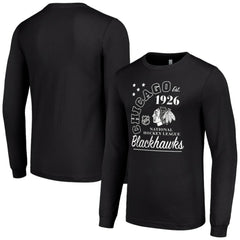 Chicago Blackhawks Starter Arch City Theme Graphic Long Sleeve T-Shirt - Black T-shirts