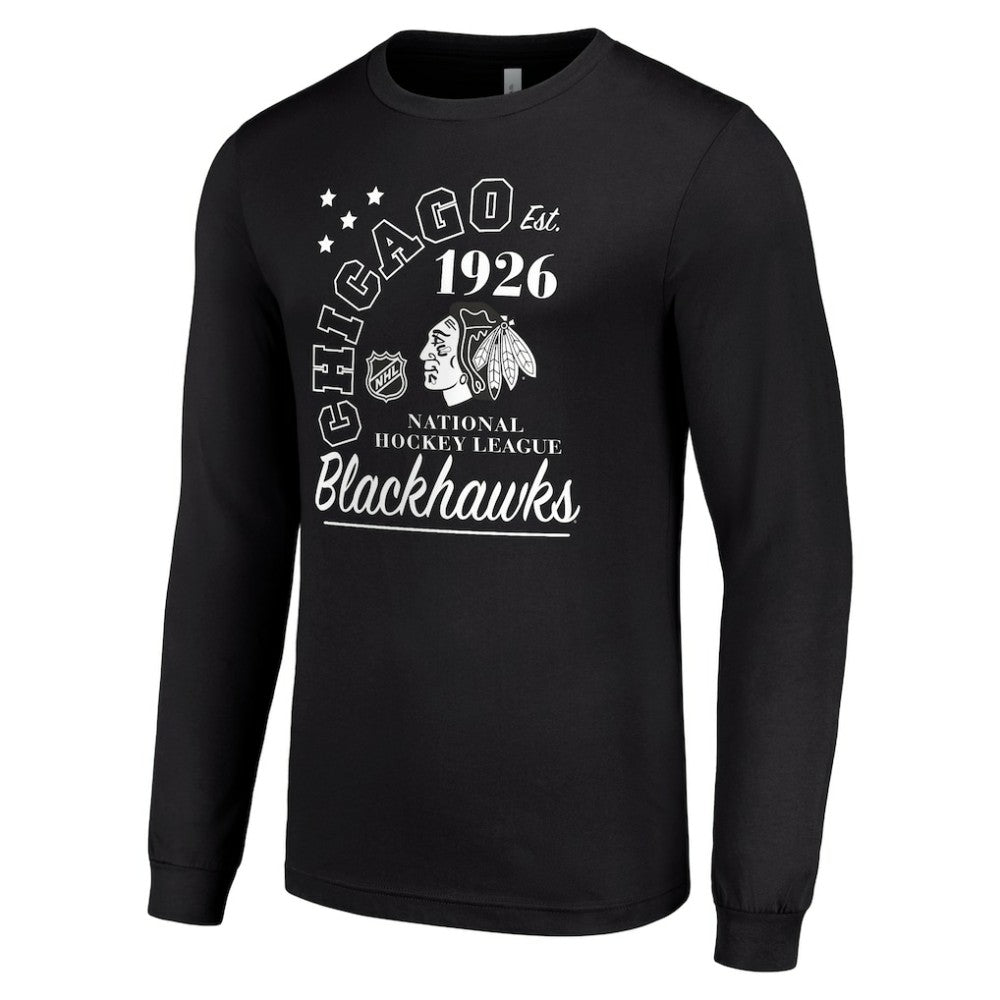 Chicago Blackhawks Starter Arch City Theme Graphic Long Sleeve T-Shirt - Black T-shirts