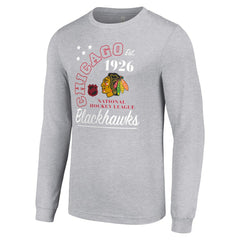 Chicago Blackhawks Starter Arch City Theme Graphic Long Sleeve T-Shirt - Heather Gray T-shirts
